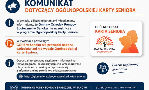 Obraz przedstaiwa komunikat dot karty seniora