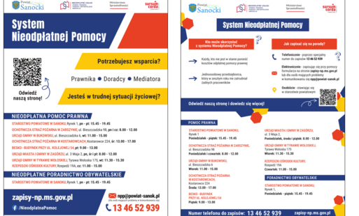 Plakaty o darmowej pomocy prawnej