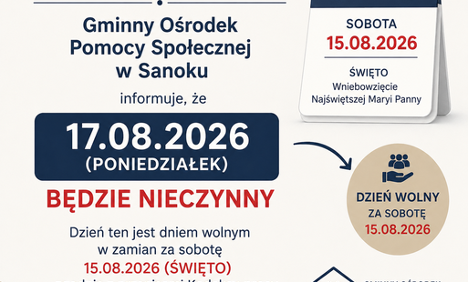 Zdjęcie przedstawia infomracje o dniu wolnym od pracy